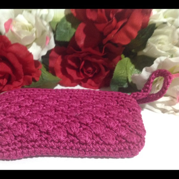Pink Crochet Coin Purse Accessory Bag with strap - Picture 10 of 16
